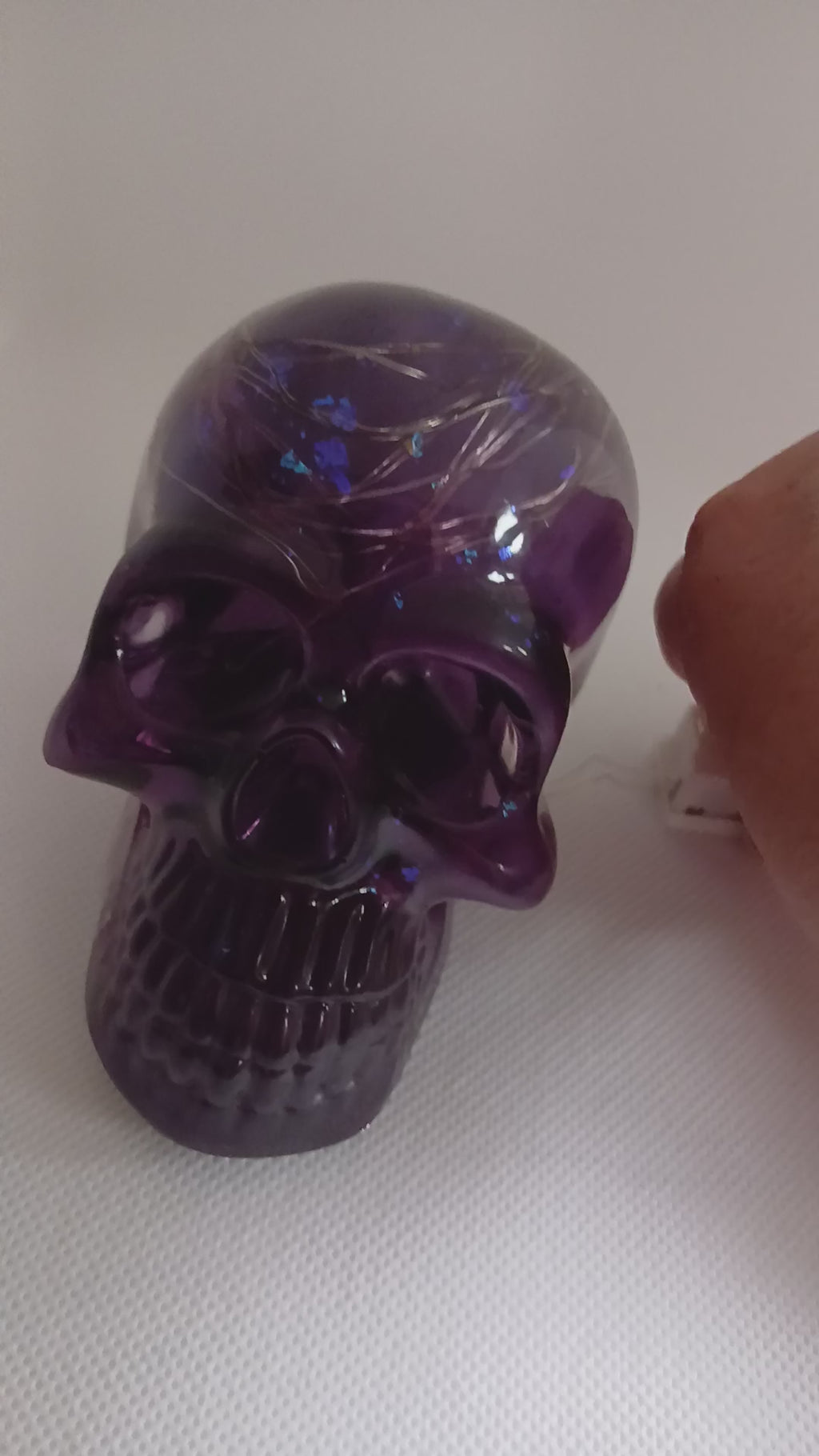 Large Purple Resin Skull with 3-Function LED Lights