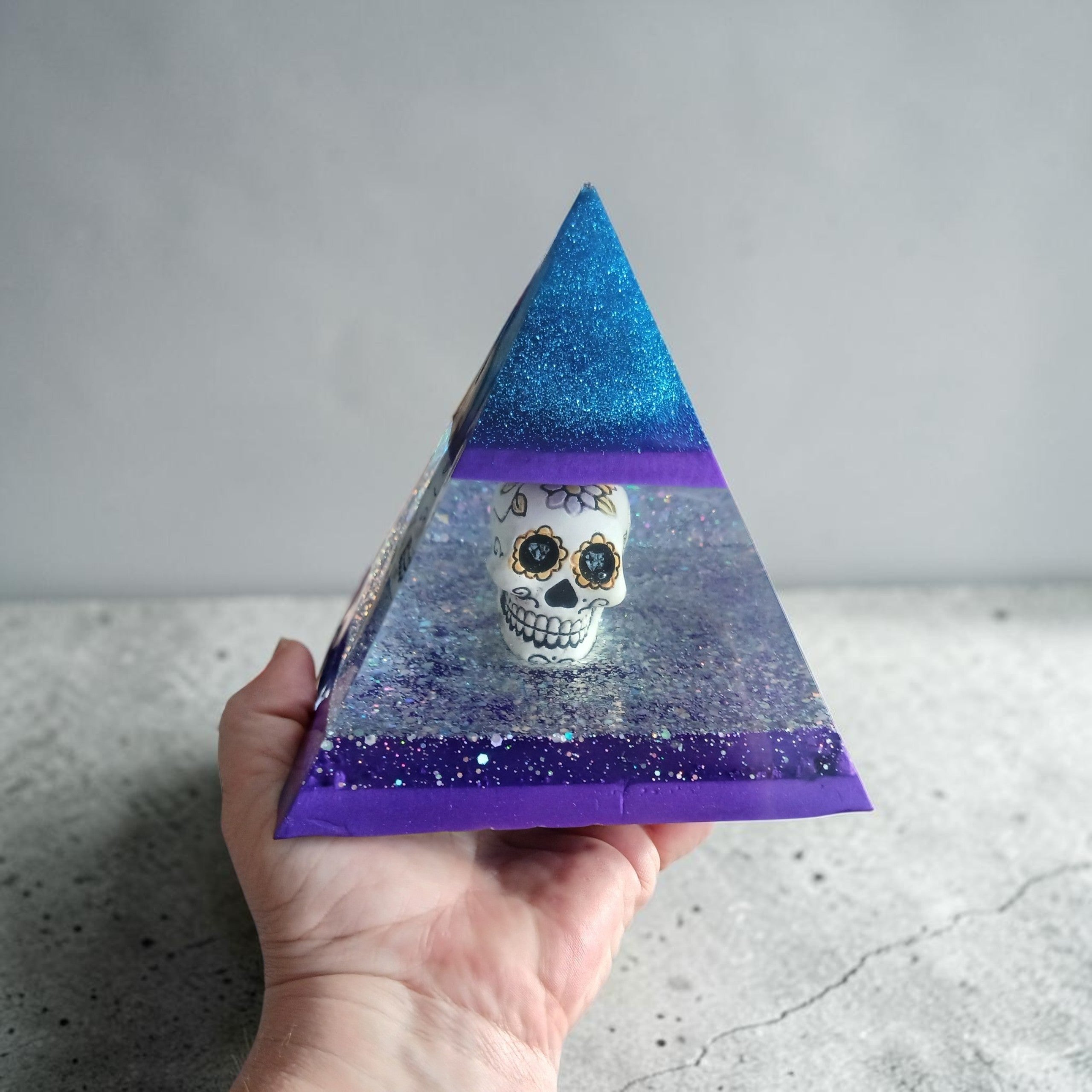 Unique one of a kind large resin hand poured Pyramid