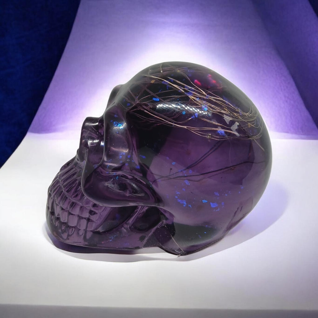 Large Purple Resin Skull with 3-Function LED Lights