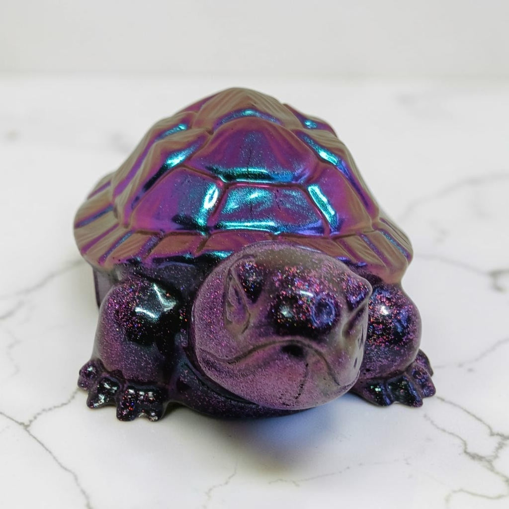 Handmade Colour-Shifting Purple & Teal Resin Tortoise