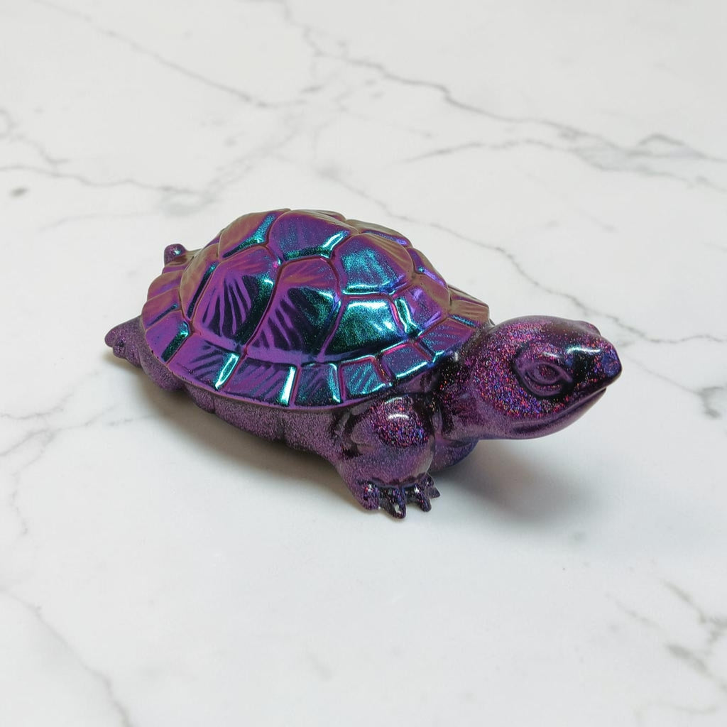 Handmade Colour-Shifting Purple & Teal Resin Tortoise