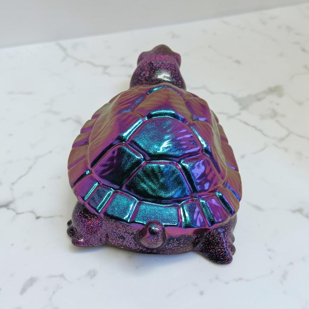 Handmade Colour-Shifting Purple & Teal Resin Tortoise