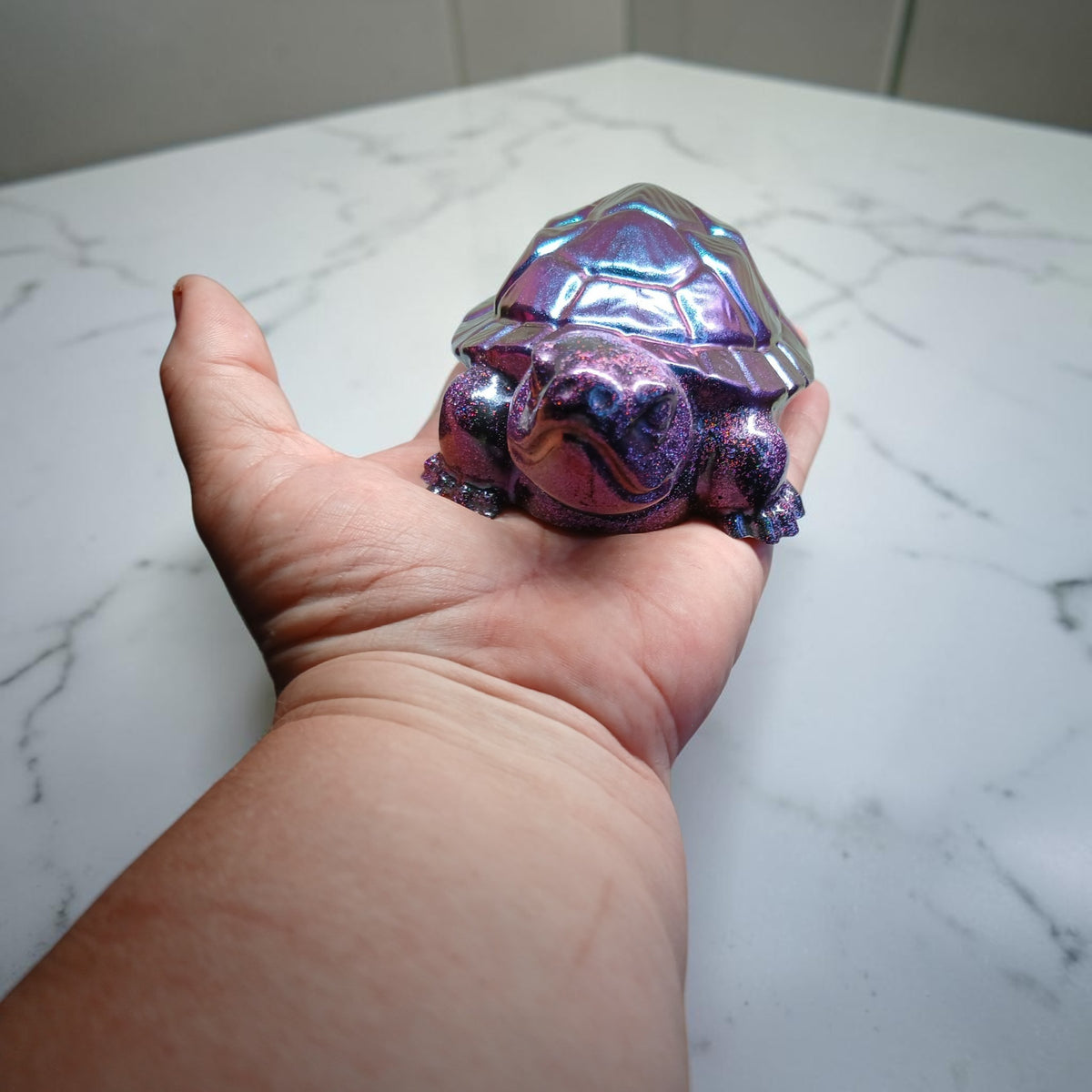 Handmade Colour-Shifting Purple & Teal Resin Tortoise