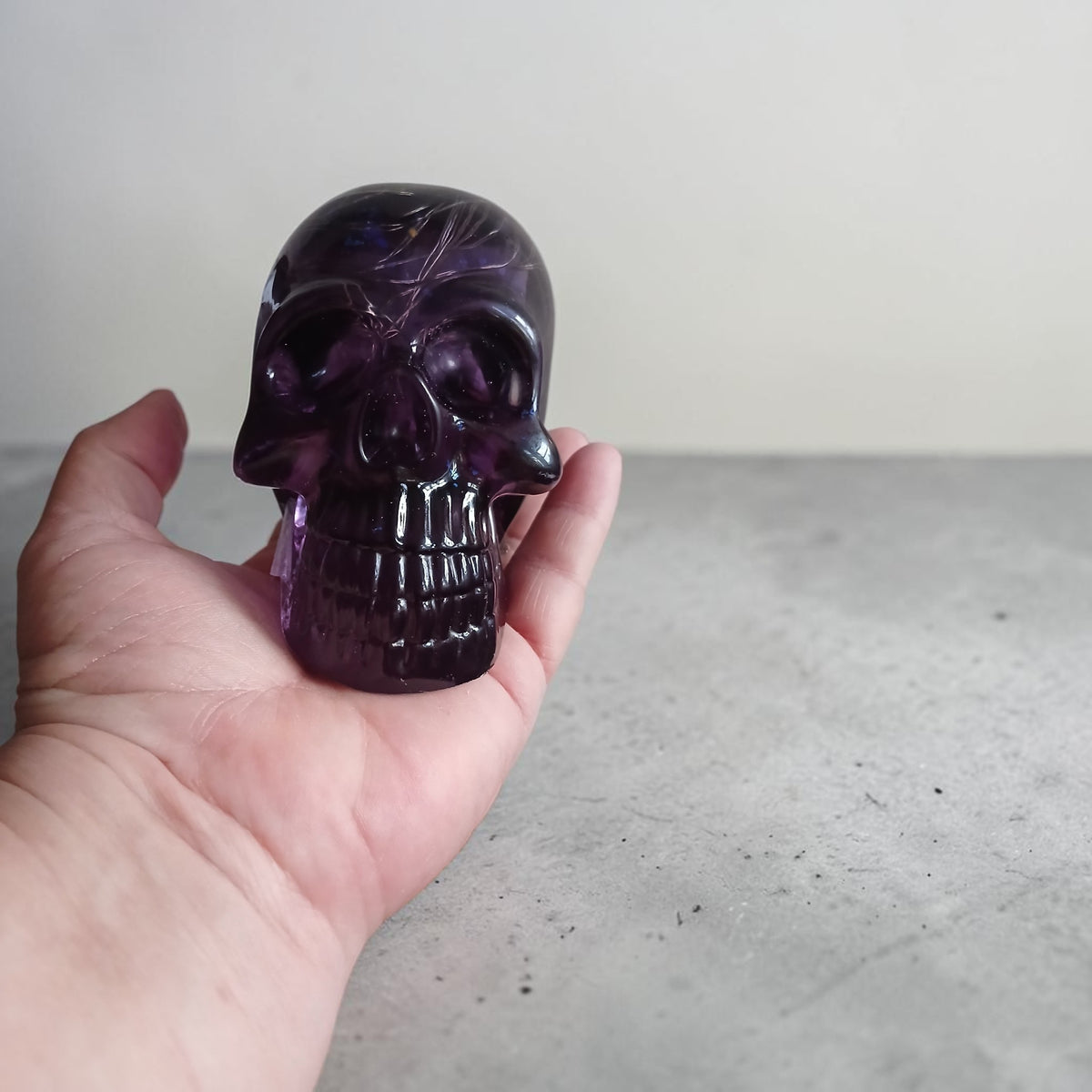 Large Purple Resin Skull with 3-Function LED Lights