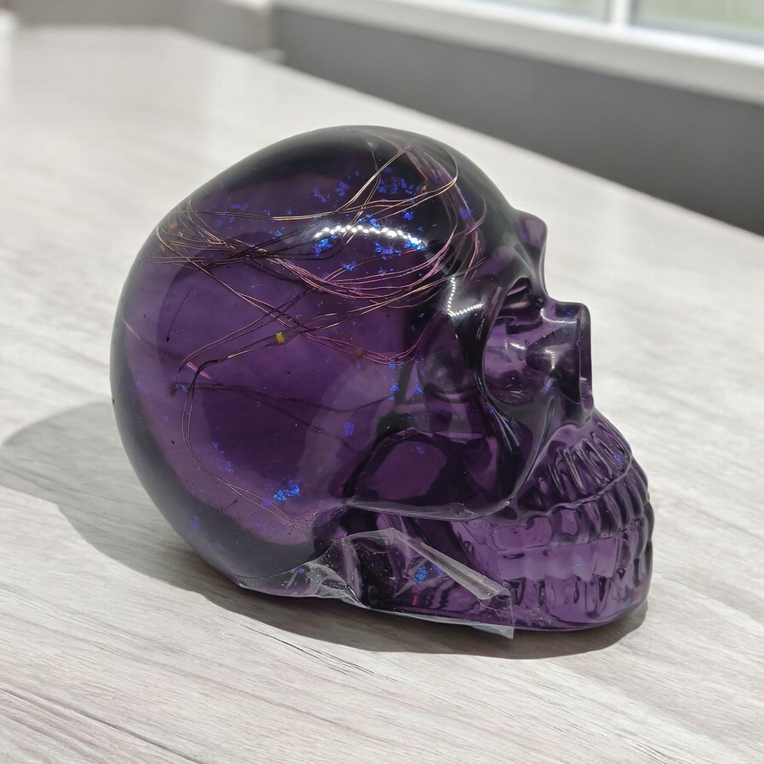 Large Purple Resin Skull with 3-Function LED Lights