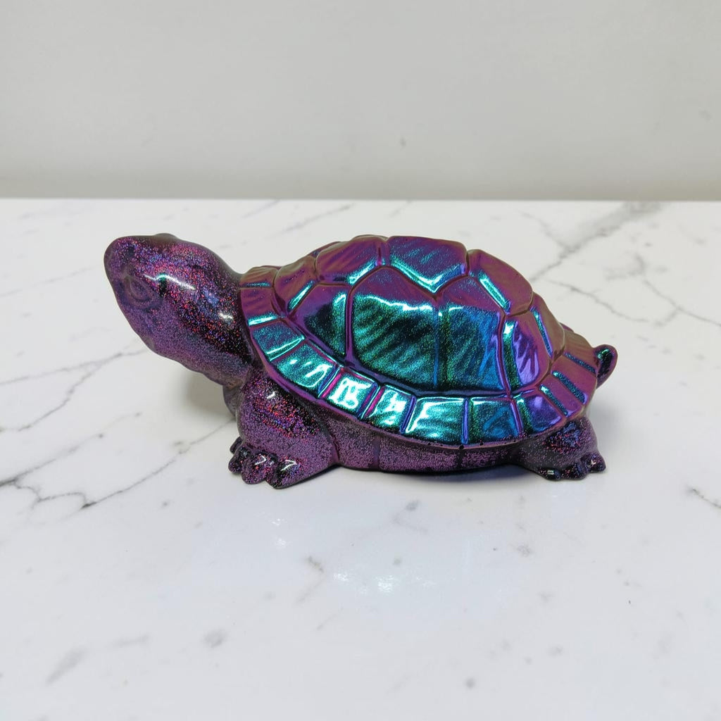 Handmade Colour-Shifting Purple & Teal Resin Tortoise